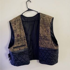 Wilsons Leather Black and Brown Geological Quilted Vest Casual Teacher